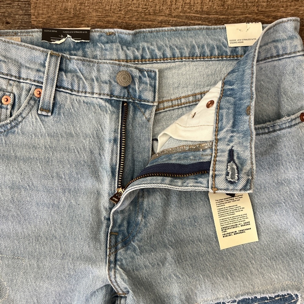 Levi's 511 Slim Fit Jeans Men's 32X34 Light Indigo Distressed Patch Stretch - Picture 4 of 14